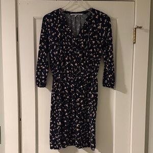 Collective Concepts Dark Blue and Light Pink Patterned Dress